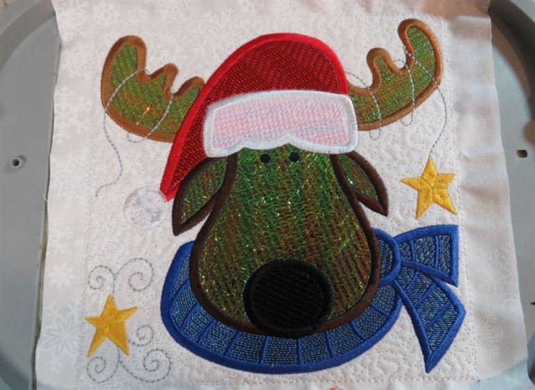 Shiny and Bright: A Mylar Embroidery Christmas Moose