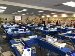 What's Happening: A Lot! February Happenings at RMSV 1 photo of Aurora store set up for Floriani Quilting event with Brother Dream machines and Scan N Cuts