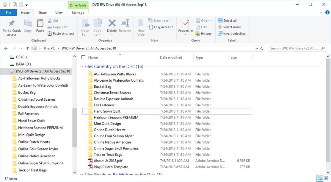 How To Transfer Embroidery Designs to Your Machine 3 Screen shot of directory structure for Anita Goodesign All Access for transfer embroidery designs