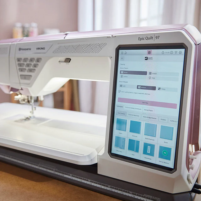JoyOS ADVISOR™ HUSQVARNA® VIKING® EPIC QUILT™ 97 Sewing Machine & Accessories Bundle