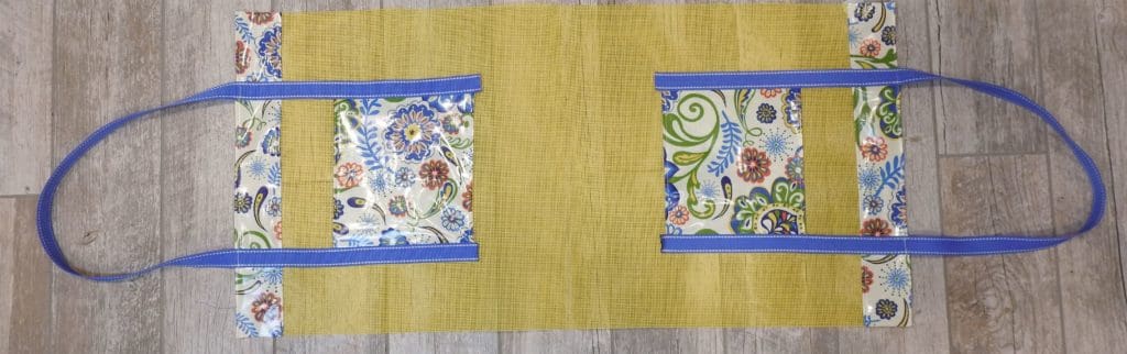 Vinyl Mesh Tote 18 Photo of strap placement on mesh for vinyl mesh tote bag