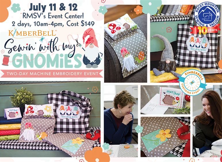 Collage of projects to be completed at Kimberbell Sewin with my Gnomies July event.