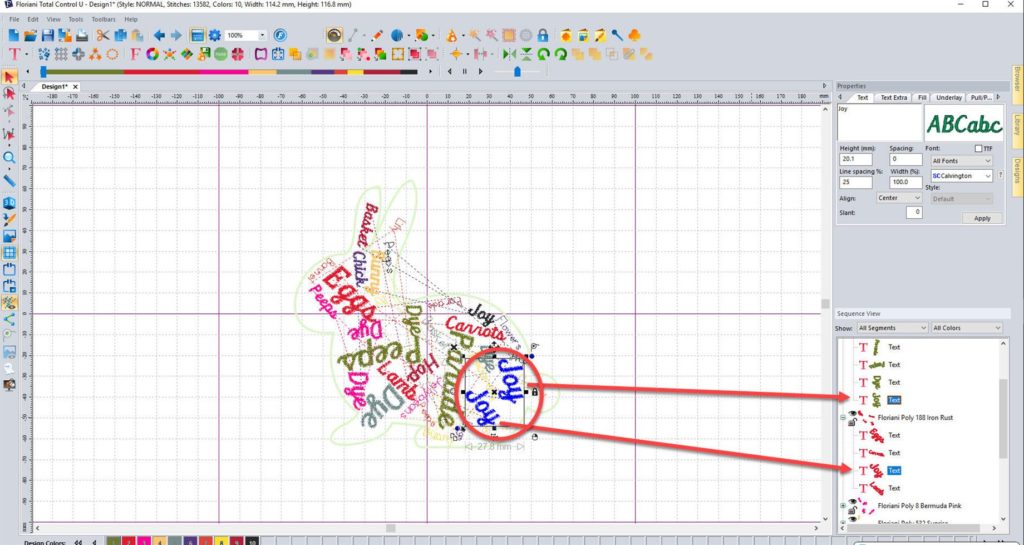 Screen shot of FTC-U word collage showing duplicate words that were generated.