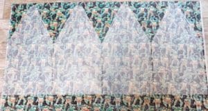 Little Miss Muffet is Making a Square Tuffet 4 Photo of interfacing ironed on to the feature fabric of the square tuffet