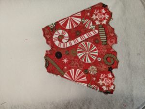 Photo of back fabric stitched in place for Free Standing Holiday wreath.