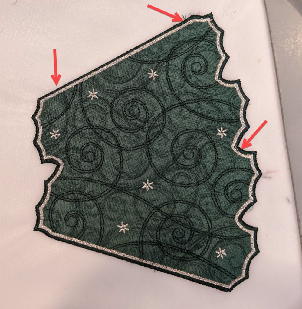 photo of final stitchout of panel with all edges of fabric covered.