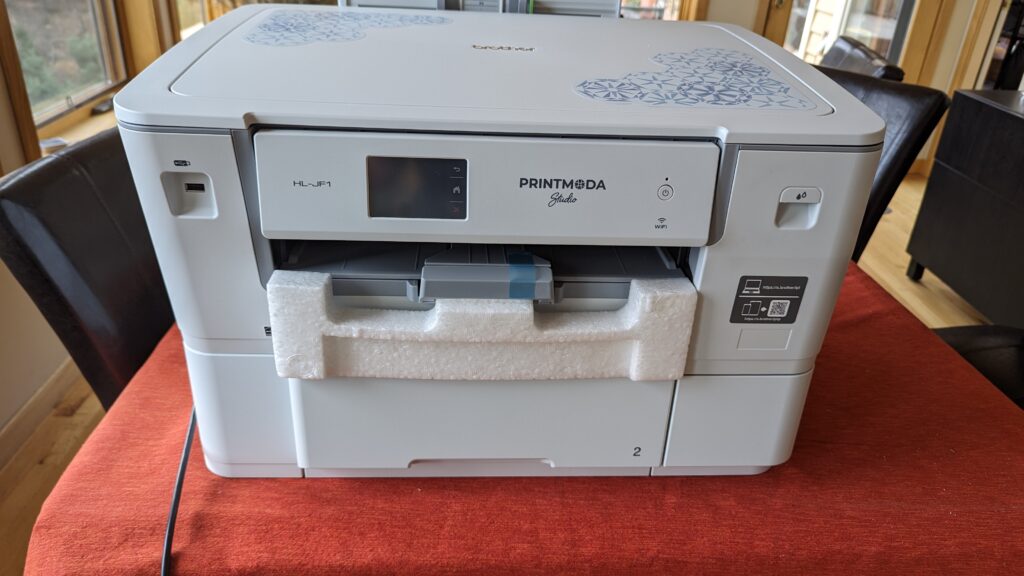 Blue tape protecting elements of the printer