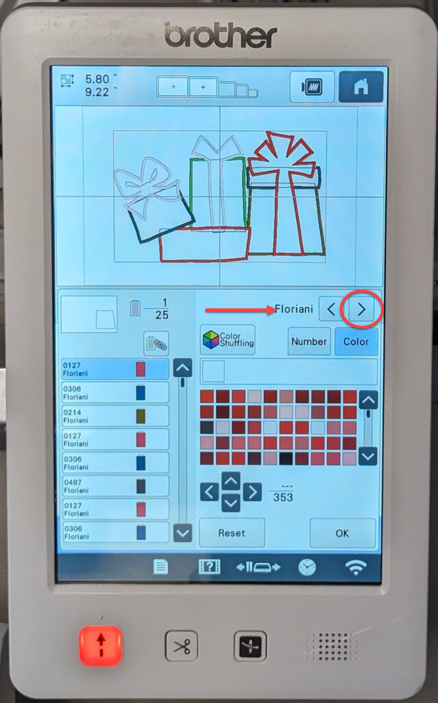Floriai palette on Brother PR1050X