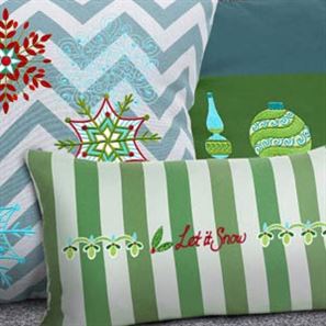 Photo of a couple of pillows made from the Sparkle collection by Amanda Murphy on the OESD website