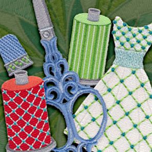 Photo of a couple of pillows made from the Sewing Room collection by Amanda Murphy on the OESD website