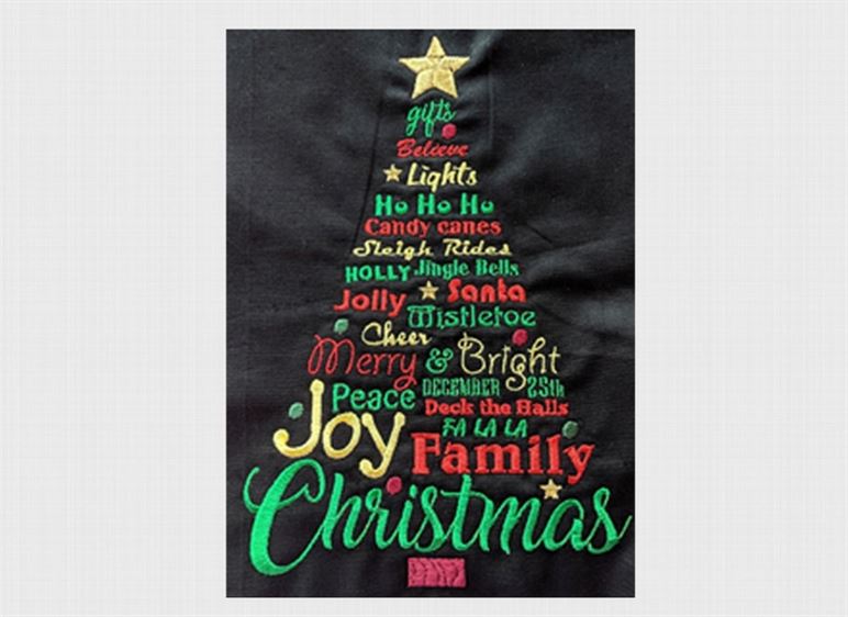 Christmas tree word collage example for 100th blog post.