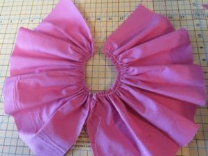 How to Gather Fabric and Create Ruffles 10 Photo of finished gathers using basting thread method (l) and dental floss method (r)