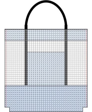 Vinyl Mesh Tote 25 Diagram of corners cut out of bottom of vinyl mesh tote bag