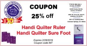 Handi Quilter Event: The Basics, Tips and Tricks I Learned 10 coupon for 25% off handi quilter rulers and sure foot