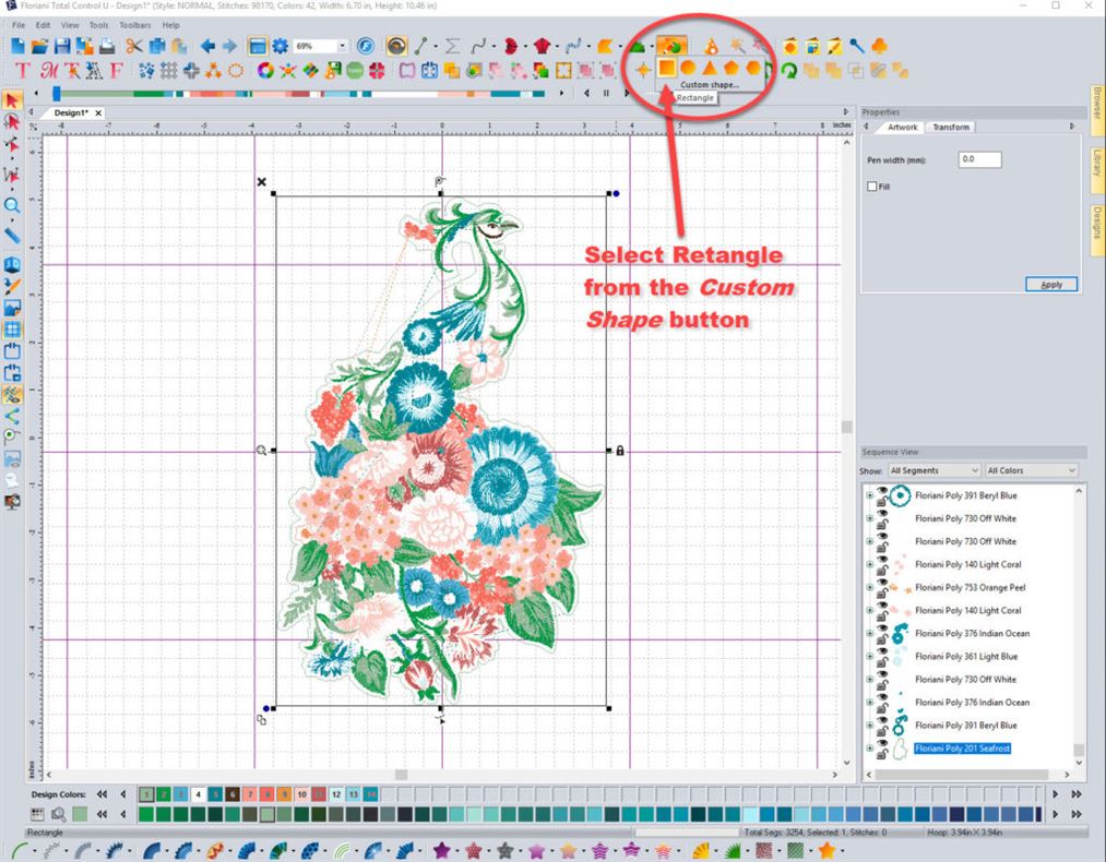 Add Shape button with slide out to select type of shape to be added