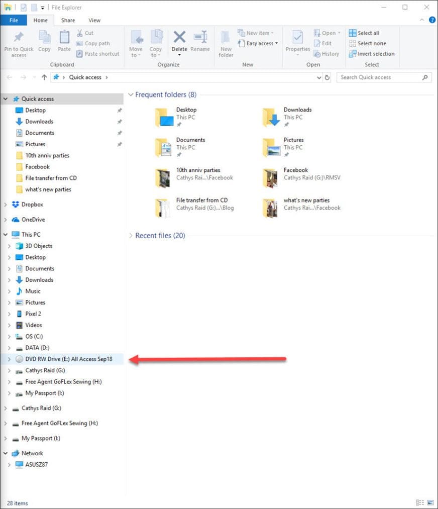 How To Transfer Embroidery Designs to Your Machine 2 Screen shot of File Explorer showing DVD directory source for transfer embroidery designs