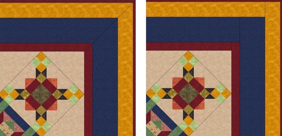 Mastering Miters: How to Sew A Mitered Quilt Border 1 Photo of quilt borders either mitered or sewn parallel or perpendicular to seams.