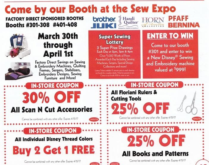 Quilt, Craft, and Sewing Expo - March 30th thru April 1st. 1 expo sale cropped