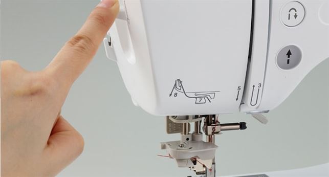 Close up of needle threader on Brother Marvel and Star Wars Special Edition Sewing and Embroidery machines