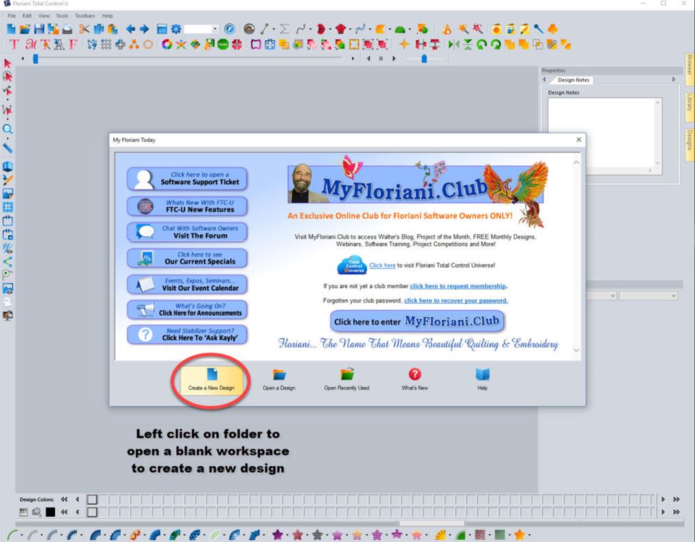 Opening screen for Floriani FTcU.
