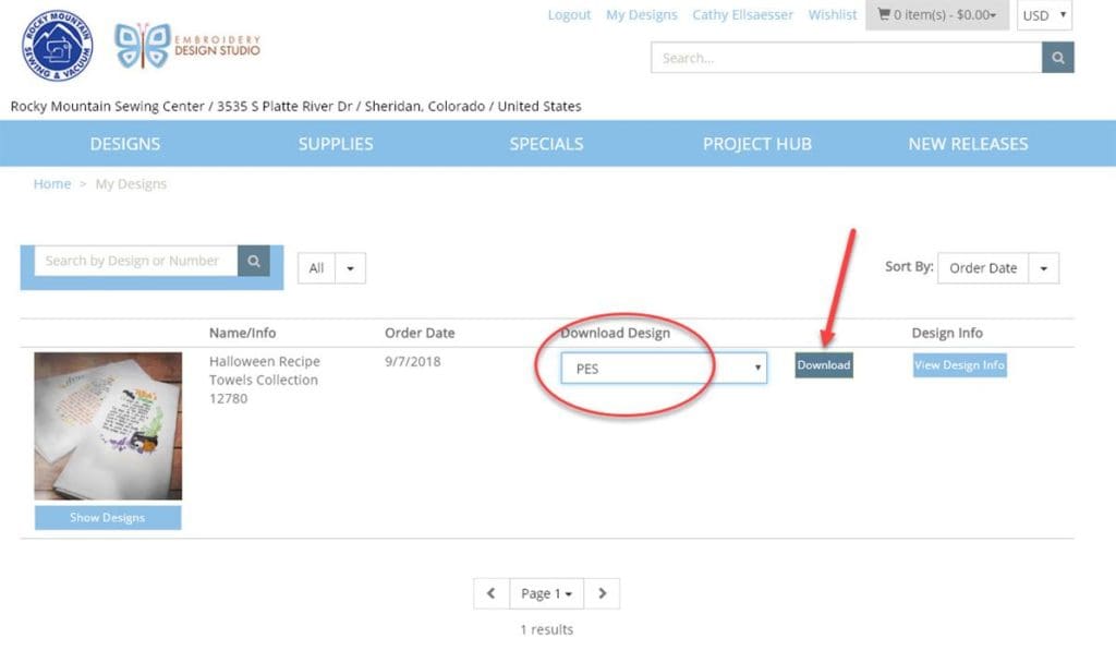How To Transfer Embroidery Designs to Your Machine 28 screen shot of OESD download page