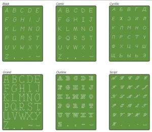 Illustration of 6 fonts built into the Pfaff Creative Sensation Pro II