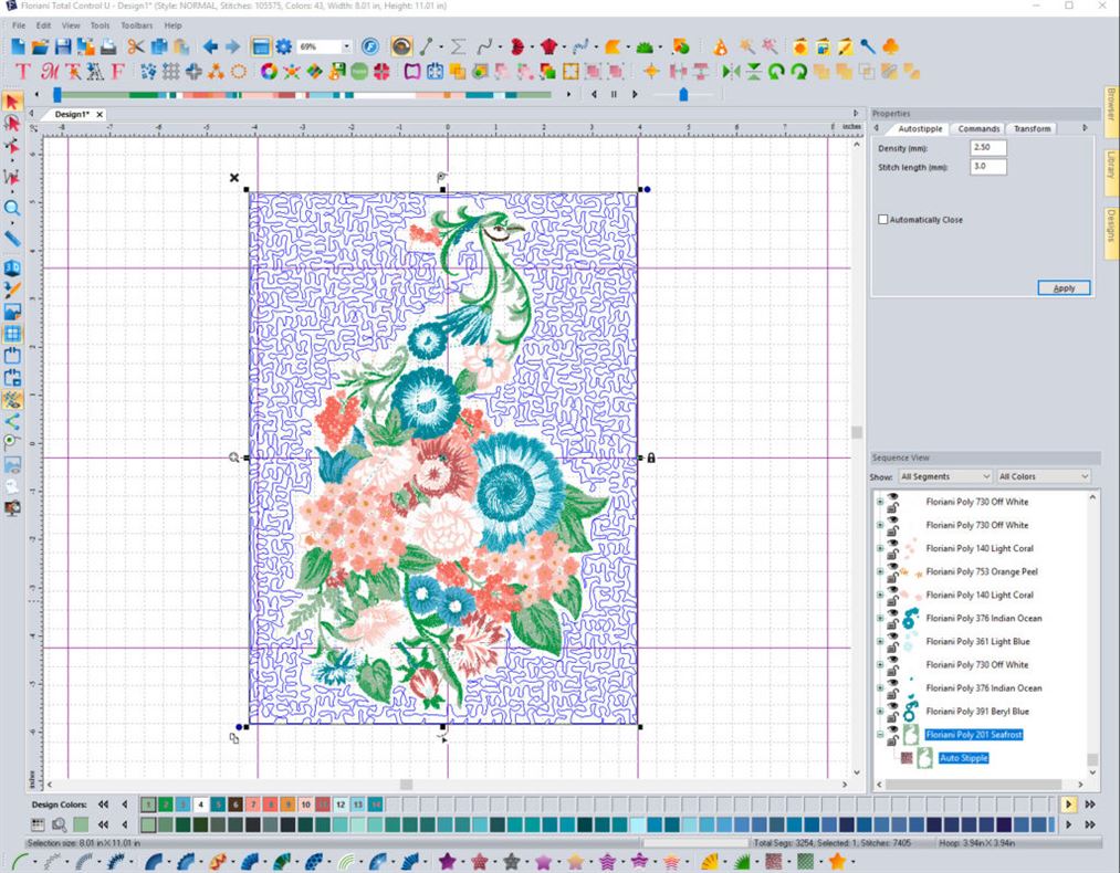 Stippling added around peacock