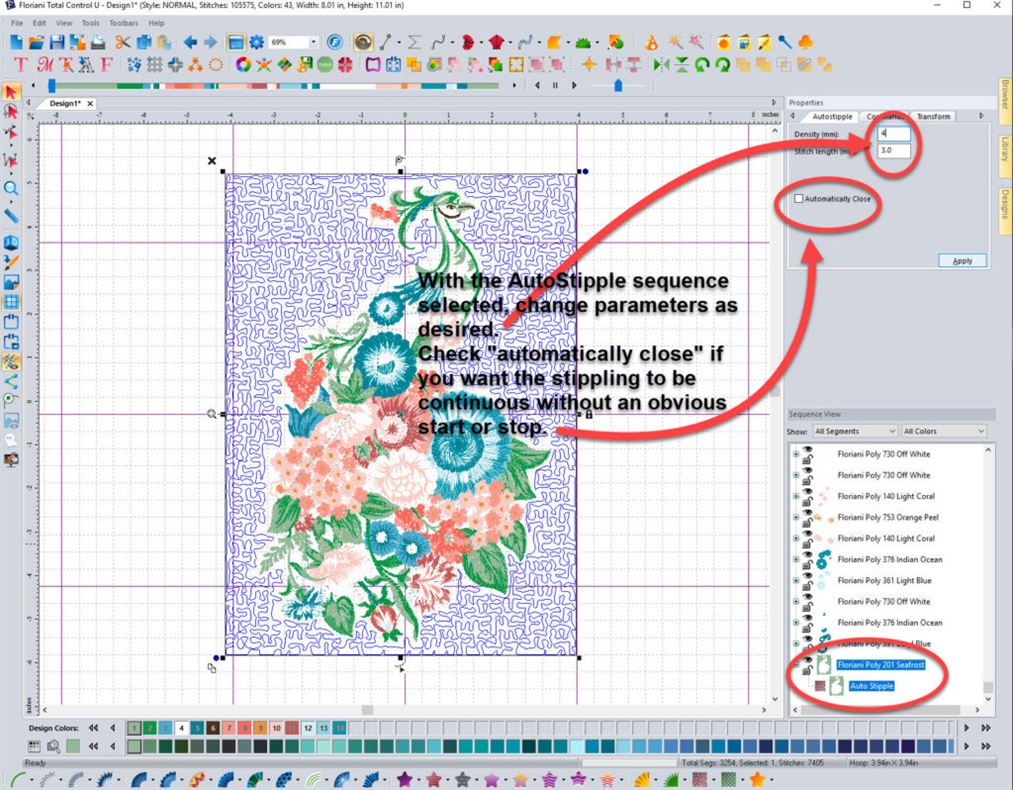 Changing stippling parameters