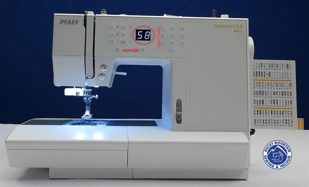 Passport to Sewing 2 PFAFF 3.0 with stitch 58 selected