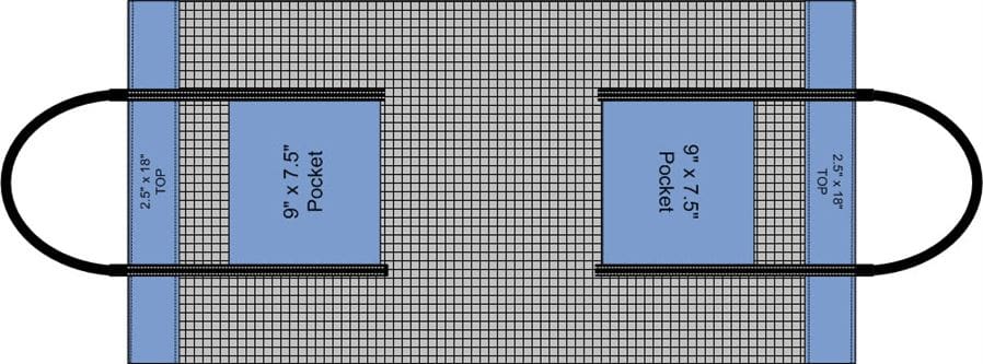 Vinyl Mesh Tote 17 Diagram of strap placement on mesh for vinyl mesh tote bag