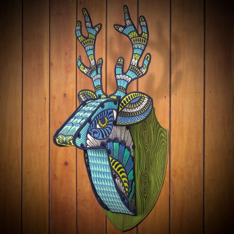 3-D deer from the Oh Deer collection by Tula Pink on OESD