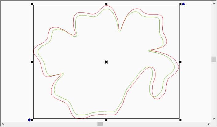 Screenshot of Brother BES4 of appliqué cut line that has been resized.