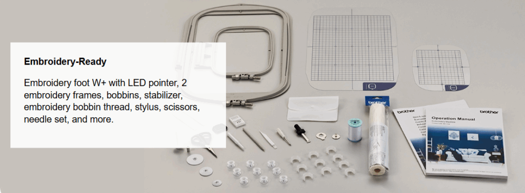 Brother CX1e presser feet and specialty sewing attachments